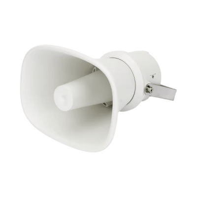 Altavoz Tipo Trompeta | 5 Watts - 30 Watts | Color Blanca | 100 V / 70 V | Material ABS | IP65 | Requiere amplificador — HIKVISION · SKU DS-QAE0330G1T-V