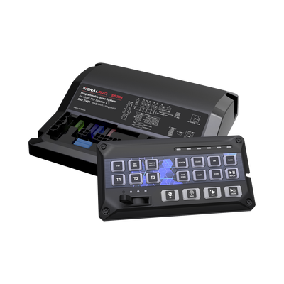 Sirena Vehicular de 200W de Potencia, Con Controlador de Panel Deslizante de 19 botones, indicador de flecha de tráfico de 6 LED, 12 Salidas Auxiliares — SIGNALPRO · SKU SP204R
