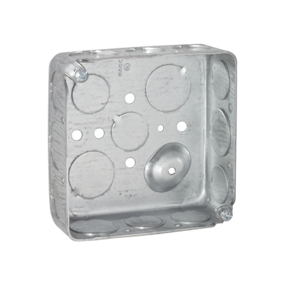 Caja Cuadrada 4 x 4"/ Profundidad 1- 1/2"/ Cuenta con 11 Entradas de 1/2" y 6 de 3/4".. — RACO · SKU HUB-192