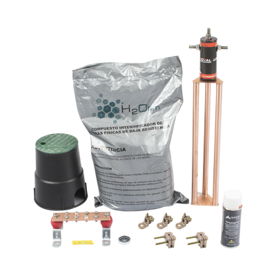 Kit de tierra física modelo TG45AB con Electrodo Magnetoactivo, capacidad: 45 AMP — TOTAL GROUND · SKU KIT-MASTER-45AB-V2