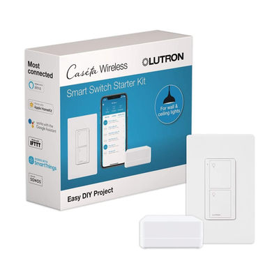 (Caseta Wireless) Kit Hub controlador, interruptor On/Off y placa.  — LUTRON CASETA WIRELESS · SKU PBDGPKG1WS