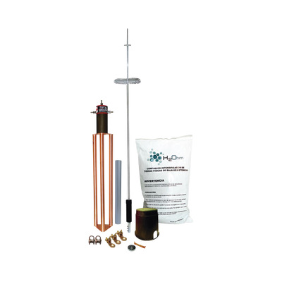 Kit de Pararrayo para Torre o Poste tipo Dipolo Corona con Electrodo y Accesorios de instalación. — TOTAL GROUND · SKU KIT-DIPOLO-T
