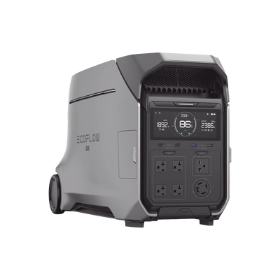 Estación de Energía Portátil DELTA PRO3 / 4096Wh Litio LFP / 5 AC 4000W (8000W Pico) / 2 USB-C 100W / Capacidad para Aumentar Respaldo / Cargador de Coche 10A a 12.6V / Conectividad WiFi y Bluetooth (App) / Carga Solar 2600W Max. (2 P — ECOFLOW · SKU EFD521