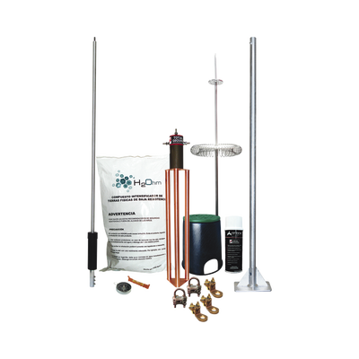 Kit de Pararrayo Dipolo con Electrodo y Accesorios de Instalación para Techo. — TOTAL GROUND · SKU KIT-MASTER-DIPOLOV2