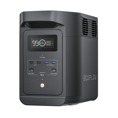 Estación de Energía Portátil de 980Wh Litio LFP / 10 Puertos AC 500 W (Max. 1000W) / 2 USB-C 100W / Cargador de Coche 10A a 12.6V / Conectividad WiFi y Bluetooth (App) / Carga Solar 500W Max. — ECOFLOW · SKU E980