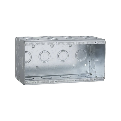 Caja Multigang de 4 Gangs/ Profundidad de 3-1/2 Pulgadas (8.89 cm)/ 24 Entradas de 1/2 - 3/4 Pulgadas (1.27 - 1.91 cm) — RACO · SKU HUB-698