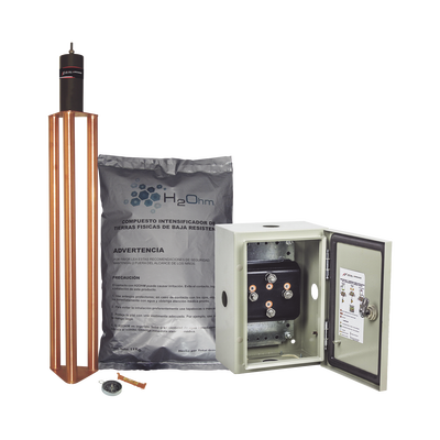 Kit de puesta a tierra de 70 A con Electrodo, Filtro, Acoplador y Compuesto H2Ohm. — TOTAL GROUND · SKU TG-70K