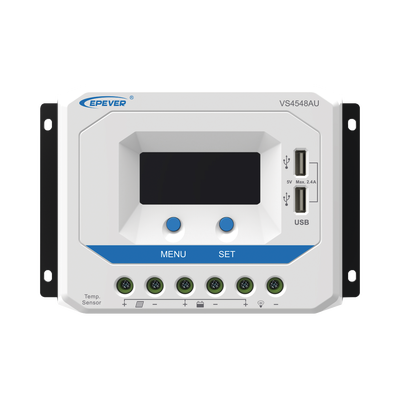 Controlador Solar de Carga PWM 12/24/36/48 V 45 A, Salida USB, con Display — EPEVER · SKU VS-4548-AU