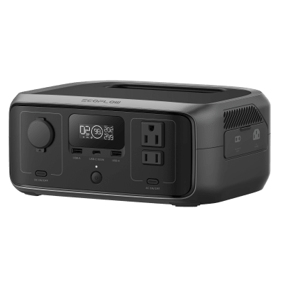 EcoFlow River 3 | Estación de Energía Portátil 245Wh Litio LFP / 2 AC 300 W (Max. 550W) / 1 USB-C 100W / 2 USB -A 12W / Cargador de Coche 8A a 12 o 24V / Conectividad WiFi y Bluetooth (App) / Carga Solar 110W Max. — ECOFLOW · SKU EFR3