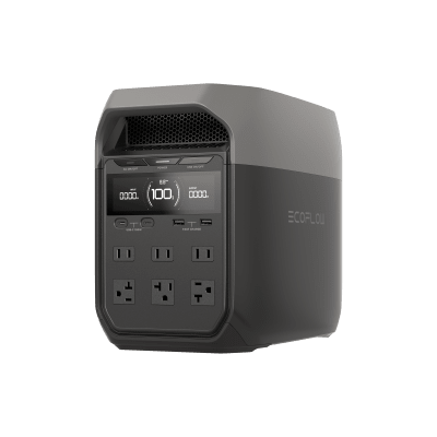 Estación de Energía Portátil Delta 3 1024Wh Litio LFP / 6 AC 1800 W (Max. 2200W) / 2 USB-C 100W / Capacidad para Aumentar Respaldo / Cargador de Coche 10A a 12.6V / Conectividad WiFi y Bluetooth (App) / Carga Solar 500W Max. — ECOFLOW · SKU EFD3