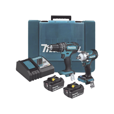 Kit de Rotomartillo Atornillador DHP482 + Atornillador de Impacto DTW301, incluye 2 Baterías BL1850B, 1 Cargador DC18SD y Maletín Plastico — MAKITA · SKU DLX2500T