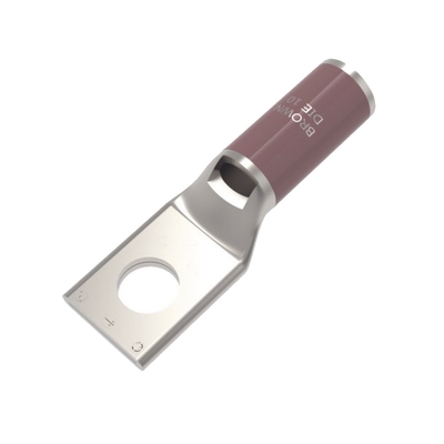 Zapata Terminal de Compresión de Cobre Electrolítico Estañado de Cañón Corto para Tornillo de 1/2" y Calibre 2 AWG. — HUBBELL BURNDY · SKU HUB-YA2-CL6-BOX