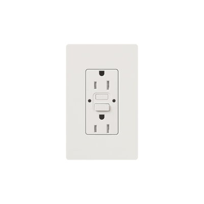 Tomacorriente 125V 15A resistente a manipulaciones, color blanco. — LUTRON ELECTRONICS · SKU CAR15GFSTWHS