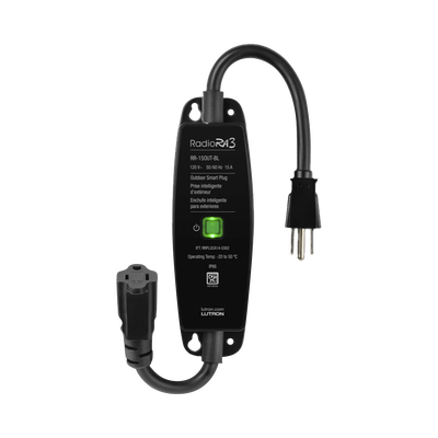 (Caseta Wireless) PlugIn Interruptor On/Off para uso en exterior intemperie IP66, inalámbrico. 15A /120V — LUTRON CASETA WIRELESS · SKU RR15OUTBL