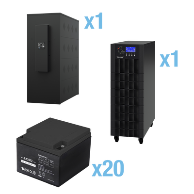 UPS Trifásico de 20 kVA/18 kW, Topología Online Doble Conversión, Voltaje de 208/220 Vca de L-L, Respaldo de 5 Minutos al 100% de Carga, Incluye Módulo y Banco de Baterías — CYBERPOWER · SKU HSTP3T20K100P-5MIN