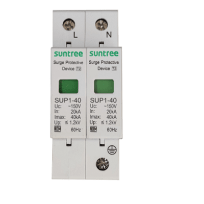 Supresor de Picos Transitorios de Voltaje, Diseñado Para Sistemas Fotovoltaicos, Uso en Corriente Alterna 220 Vca ,2 Polos. — SUNTREE · SKU SUP1H40/220VAC/2P