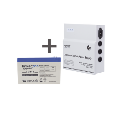 Kit / Fuente  regulada de 11 - 15 V @ 5A / Capacidad de respaldo / Modelo  ACPST1205 + Batería incluida LK712 — EPCOM POWERLINE · SKU ACPST1205/K