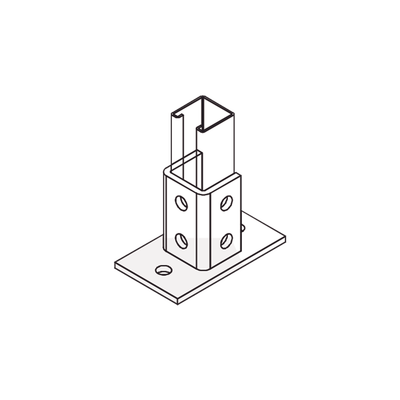 Base Rectangular con 2 perforaciones para Perfil Sencillo. — ANCLO · SKU ANC-HN03