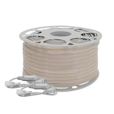 Manguera LED Luminosa Blanca de Resina Transparente y Flexible / Para uso Interior o Exterior / Carrete de 50 m/ 110V CA  4.2 A/ 500 W Potencia / T.C.C. 6500 K. — JWJ · SKU JLML-2835-08
