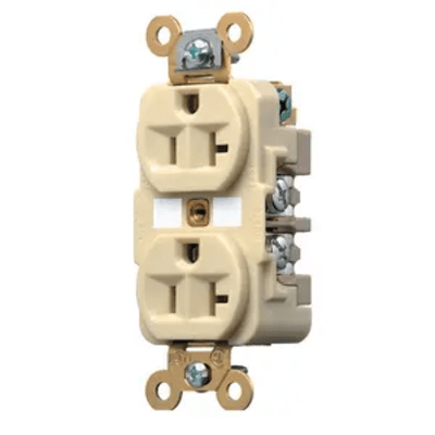 Contacto Dúplex 20 A 125 V / 2 Polos 3 Hilos / Color Marfil /Nema 5-20R /Grado Industrial. — HUBBELL · SKU HUB-HBL5362I