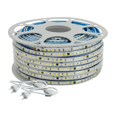 Manguera LED Luminosa Blanca de Resina Transparente y Flexible / Para uso Interior o Exterior / Carrete de 50 m/ 110V CA  4.2 A/ 500 W Potencia / T.C.C. 6500 K. — JWJ · SKU JLML-2835-07B