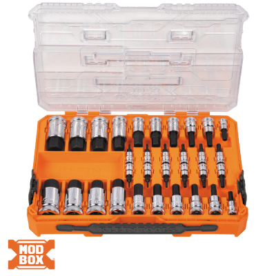 Juego de Dados Moleteados / SAE-Métrico-Hex-Torx® / 13 Piezas por Set / Acabado Moleteado para Mejor Agarre / Marcado en Relieve / Incluye Llaves Cuadradas — KLEIN TOOLS · SKU 65233-HEX
