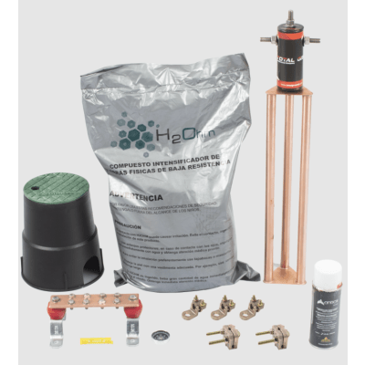 Kit de tierra física modelo TG30AB con Electrodo Magnetoactivo, capacidad: 30 AMP — TOTAL GROUND · SKU KITMASTER30ABV2