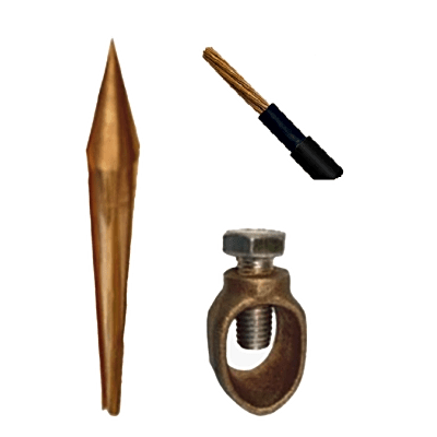 Kit Básico para Tierra Física con Varilla de  5/8" de 1.5 m de Largo, Opresor y 10 Metros de Cable Negro  6 Awg. — TOTAL GROUND · SKU TG-KIT-VAR15