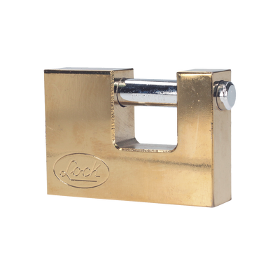 Candado de acero para Cortina Metálica / Medida 70 mm/ Acabado Latón Brillante / Nivel de Seguridad 6 / Llave Estándar. — LOCK · SKU SYS-L22-C70-ELBB