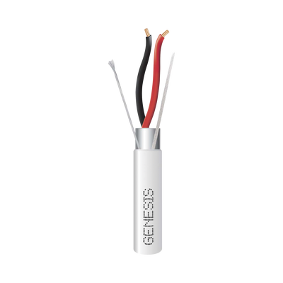 Carrete de 152 Metros (500 Pies) de Cable / 2 x 16 AWG / Blindado / Plenum / Color Blanco / Para Aplicaciones de Audio, Seguridad y Control — GENESIS · SKU 3221-5012