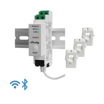 Medidor Trifásico de Corriente Alterna / WIFI / industrial y residencial / Nube P2P — SHELLY · SKU SHELLYPRO3EM