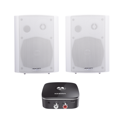 Kit  Altavoces + Modulo Receptor BT | Montaje en Pared | 2x20W RMS | Material ABS y Reja Metálica | Bracket de Metal | Color Blanco — EPCOM PROAUDIO · SKU SF775AW/BT