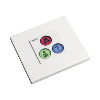 Modulo de 3 Botones iluminados con Lector RFID 125 KHz / Alarma / Cancelar y Código Azul / BUS RS485 / Compatible con NX0019/B, NX1021 y NX0015 — IBERNEX · SKU NX0392