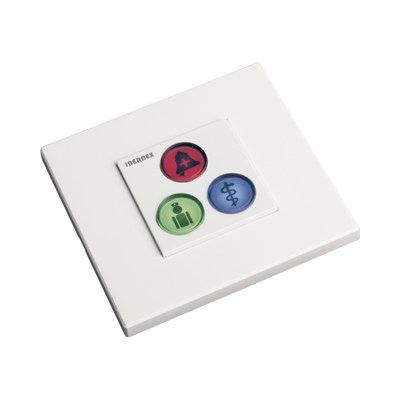 Modulo de 3 Botones iluminados para habitación de Hospital / Alarma / Cancelar y Código Azul / BUS RS485 / Compatible con NX0019/B, NX1021 Y NX0015 — IBERNEX · SKU NX0394
