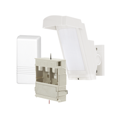 Detector de Movimiento PIR Antimascara / 100% Exterior /  Inalámbrico / Hasta 12 metros a 85°; de cobertura/ Instalación a 3 metros / Incluye transmisor 5816 para paneles Honeywell — OPTEX · SKU HX40-RAM-WH