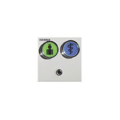 MODULO DE 2 BOTONES ILUMINADOS (VERDE Y AZUL) CON JACK DE 3,5MM PARA PULSADORES NX0871 Y NX0881 Y LECTOR RFID 125KHz INTEGRADO (4). CONEXION BUS RS485 — IBERNEX · SKU NX0591/GB