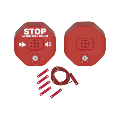 Alarma Multifunción Exit Stopper® Con Bocina Remota, Para Puertas Dobles, Solo Interiores — STI · SKU STI-6404