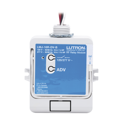 (RadioRA2) Relay control de iluminación, carga 16A, 120/277V, compatible con RadioRA2, RA2Select y RR3. — LUTRON ELECTRONICS · SKU LMJ16RDVB