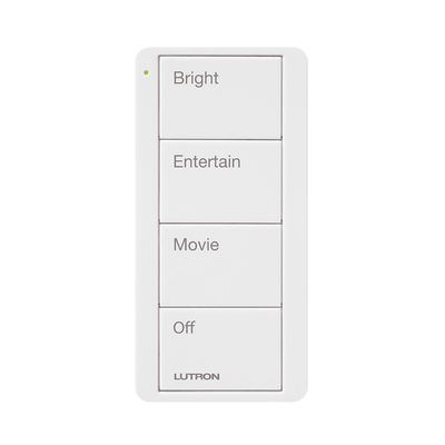 Control inalambrico PICO, 4 botones para con escenas ya predefinidas y grabado. — LUTRON ELECTRONICS · SKU PJ24BGWHP01