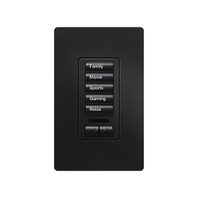 (RadioRA2) Teclado seetouch 5 botones, 2 botones subir/bajar, programe escenas diferentes en cada botón. — LUTRON ELECTRONICS · SKU RRDW5BRLMN