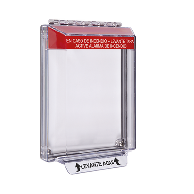 Cubierta Universal Transparente de Bajo Perfil y Texto de Incendio en Español — STI · SKU STI-14010FR-ES