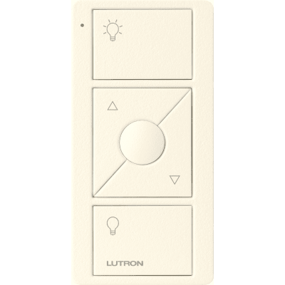 Control remoto PICO 3 botones encender/apagar, subir/bajar intensidad, color blanco, complemente con un atenuador Caseta, RA2, RadioRa2. — LUTRON ELECTRONICS · SKU PJ23BRLTBIL01