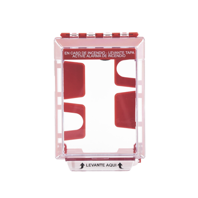 Cubierta Universal Transparente, de Bajo Perfil, con Espaciador, Texto de Incendio en Español, Notificación Audible y Visible — STI · SKU STI-14220FR-ES
