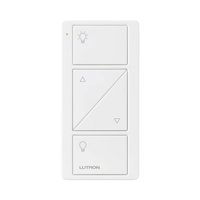 Control remoto PICO 3 botones encender/apagar, subir/bajar intensidad, color blanco, complemente con un atenuador Caseta, RA2, RadioRa2. — LUTRON ELECTRONICS · SKU PJ22BRLGWHL01