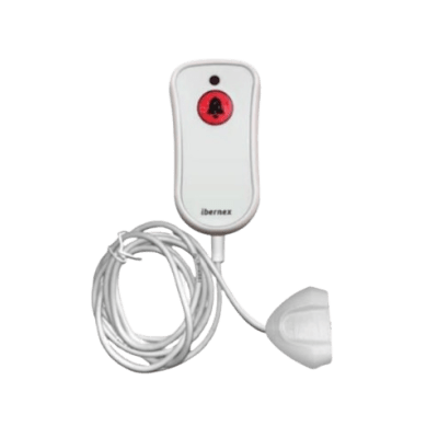 Pulsador de Cama Blanco Antibacteriano / Botón Rojo de Alarma 20mm / Conector Magnético / Protección IP67 / Cable 2m Resistente al Fuego / Libre de Halógenos / Braille 'SOS'  — IBERNEX · SKU NX0881/MG