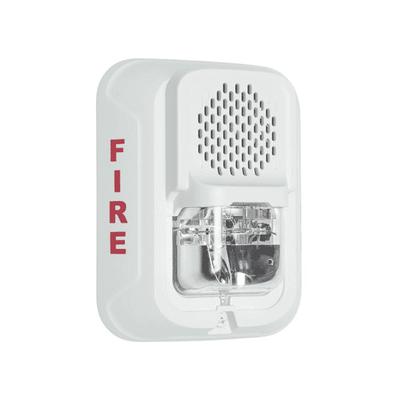 Sirena de Baja Frecuencia con Lámpara Estroboscópica / a 2 Hilos / Montaje en Muro / Configuración Estroboscópica Seleccionable / Color Blanco — SYSTEM SENSOR · SKU P2WL-LF