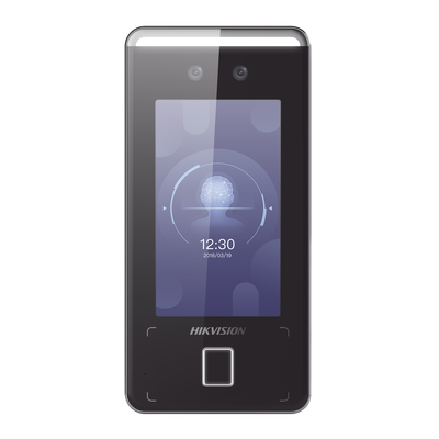 Terminal Min Moe WiFi de Reconocimiento Facial ULTRA RÁPIDO (Exterior IP65) / Hasta 1.5 mts en lectura / Soporta P2P Hik-Connect / 3,000 Usuarios /QR y Videoportero (ambientes de bajo ruido) / HIK-IA — HIKVISION · SKU DS-K1T341CMFW