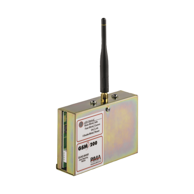 Comunicador GSM/GPRS para paneles PIMA. Permite envío de SMS, Llamadas o Datos. Compatible con la central SENTRY de PIMA · SKU GSM-200