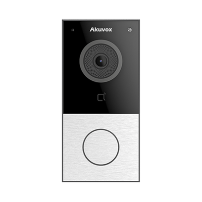 DOORBELL / WIFI / 100% en la Nube / POE / Bluetooth / NFC / Lector de Tarjetas MIFARE / Notificación en APP /  Llamada Telefónica / SIP / ONVIF / IP65 / Cámara 2 MP / Botón con Iluminación / Control de 1 Puerta — AKUVOX · SKU E12W
