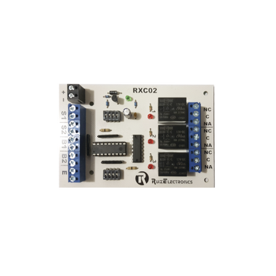 Tarjeta para control de Esclusas para 2 puertas con temporizador en desbloqueo y bloqueo/ entrada para botón de emergencia/ salida de emergencia/ — Ruiz Electronics · SKU RXC02